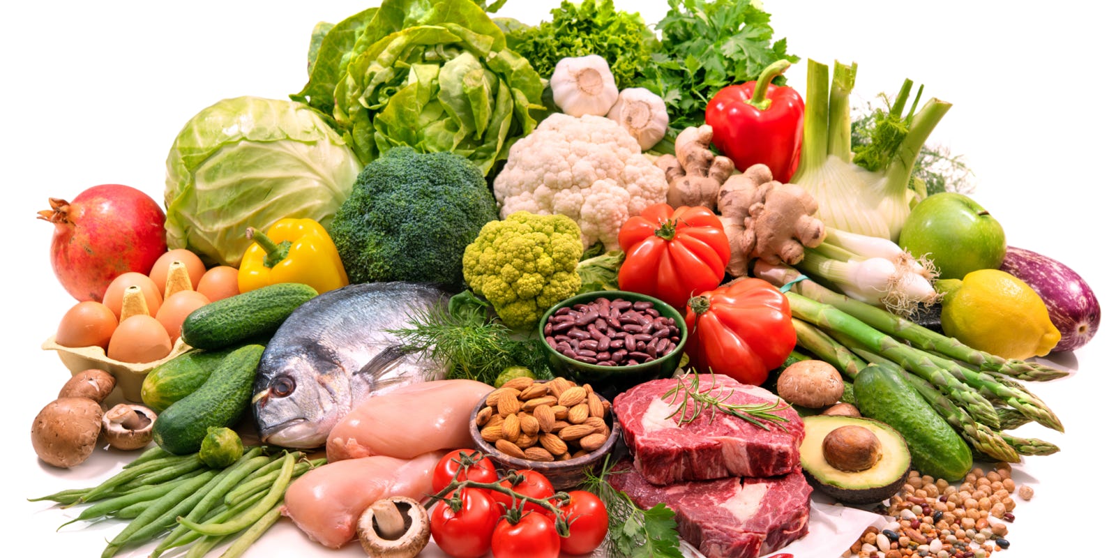 légumes, poissons, fruits et viandes